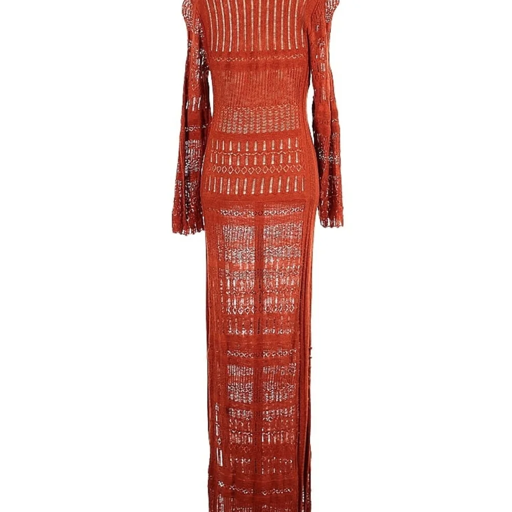Free People Rust Orange Crochet Maxi Dress